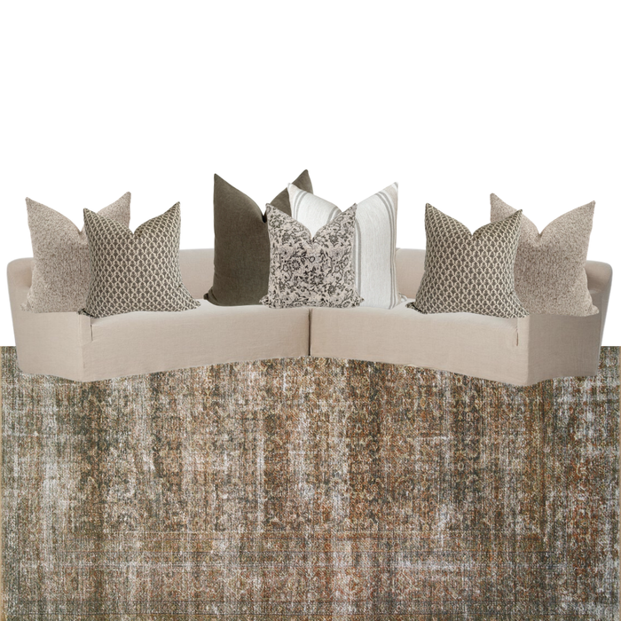 Sectional Sofa Pillow Combo 'Olive Harmony'