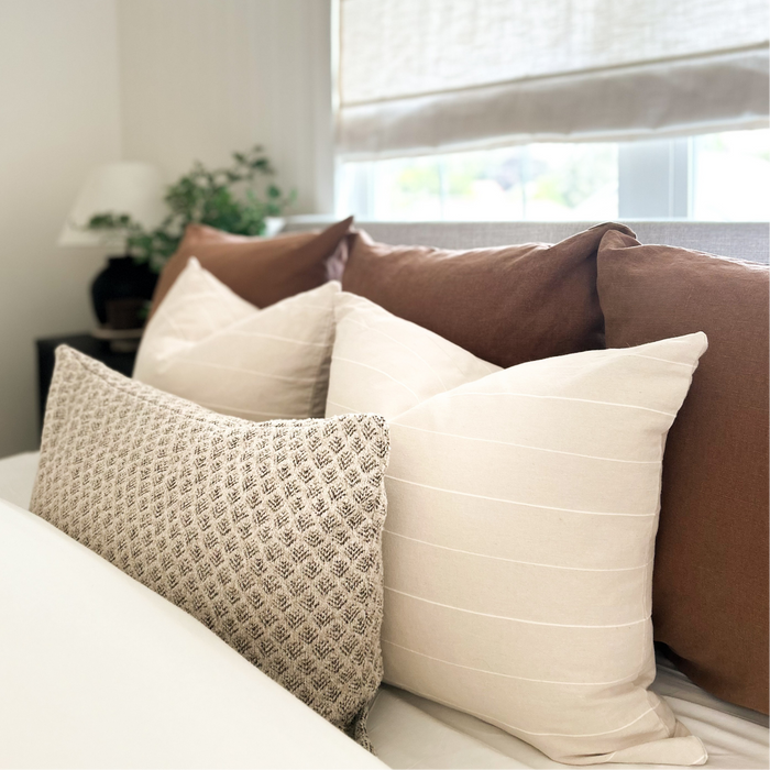 Vintage Linen Stripe |  Jute Pillow Cover