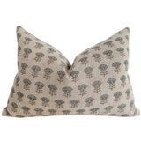 Morning Glory Linen Block Print Pillow Cover