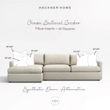 Chaise Sectional Combos Pillow Inserts ~ All Squares