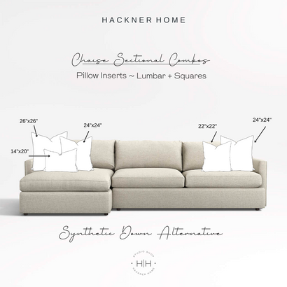 Chaise Sectional Combos Pillow 5 Inserts ~ Lumbar + Squares