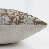 Rose Bud Brown Block Print Pillow Cover