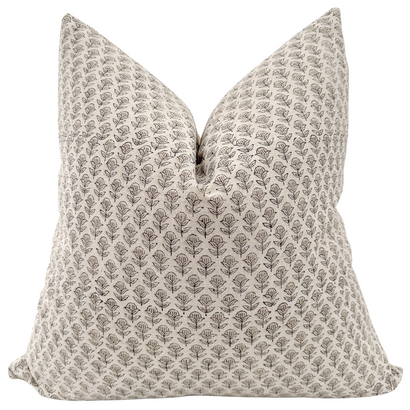White Flowers Block Print Pillow Cover