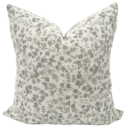 Sage Flower Block Print Pillow Cover