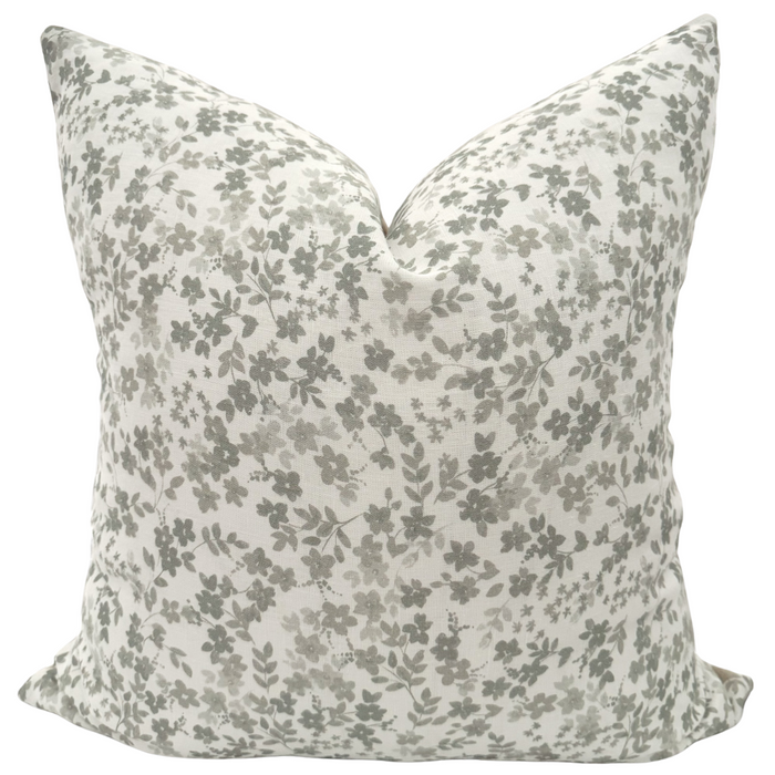 Sage Flower Block Print Pillow Cover