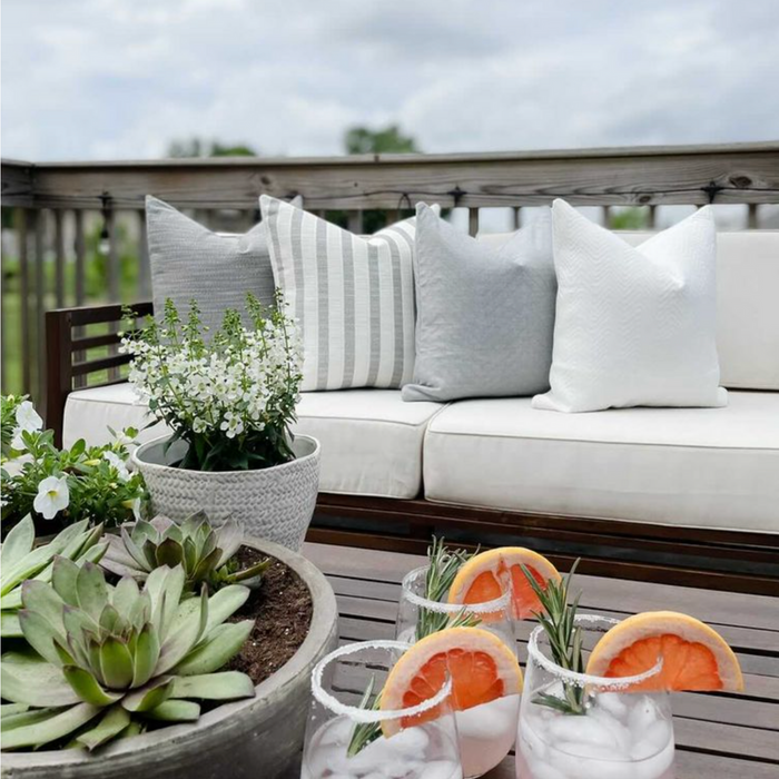 Woven Stripes | Gray Outdoor Pillow Cover