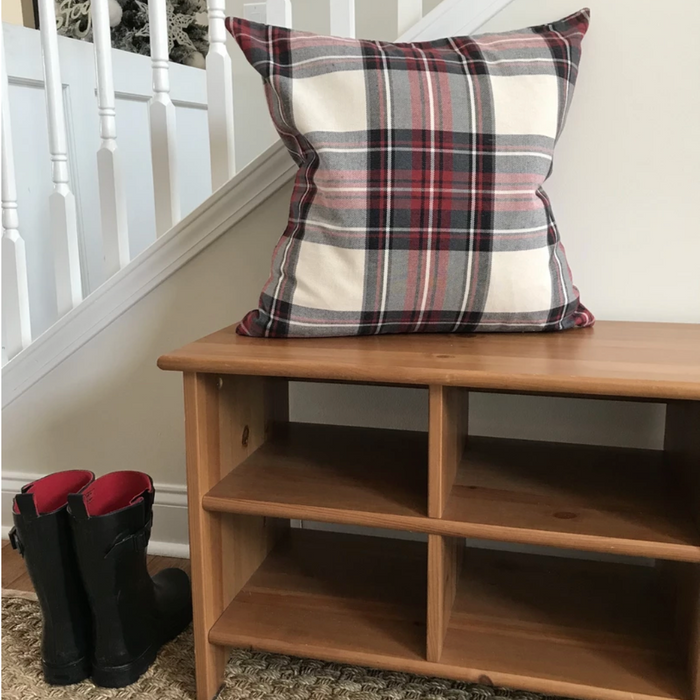 Red Plaid Christmas Pillow Cover