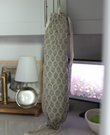 Cloth Grocery Bag Holder 'Beloved Linen Block Print'