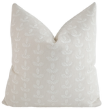 Stitched Leaves White Pillow Cover