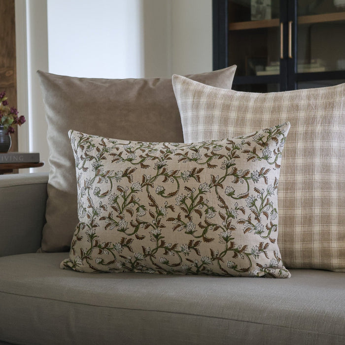 Sweet Autumn Clematis Block Print Pillow Cover