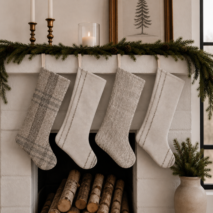 Textured Christmas Stockings Set of Four