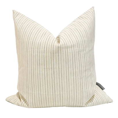 Linen Stripes | Cream & Taupe Pillow Cover