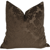 Velvet Damask Brown Pillow Cover
