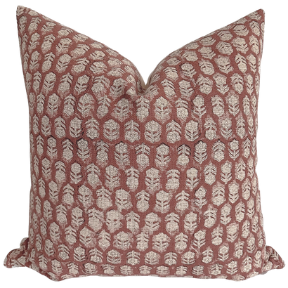 Wabi Light Red Block Print Pillow Cover