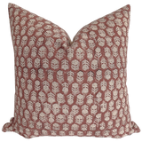 Wabi Light Red Block Print Pillow Cover