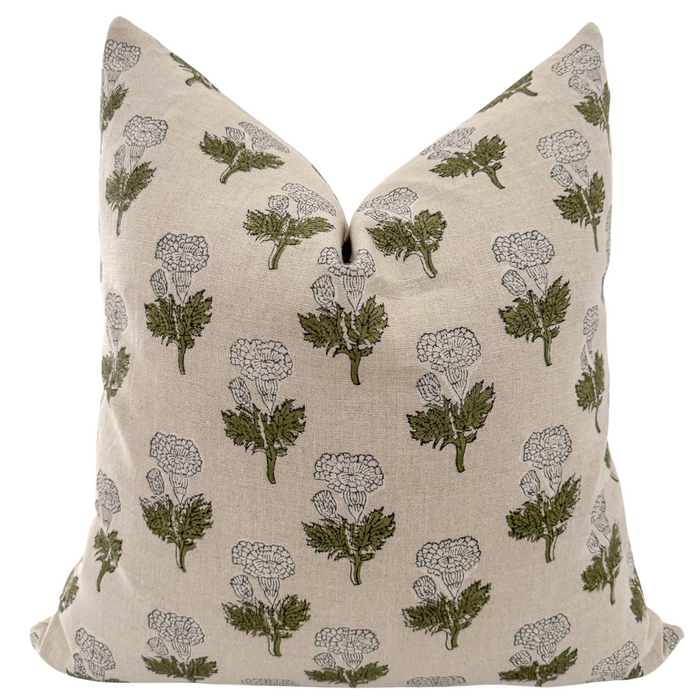Wild Flower Block Print Pillow Cover