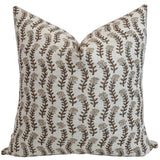 Willow Stem Linen Block Print Pillow Cover