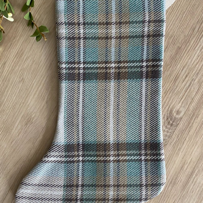 Green Plaid Boho Christmas Stocking