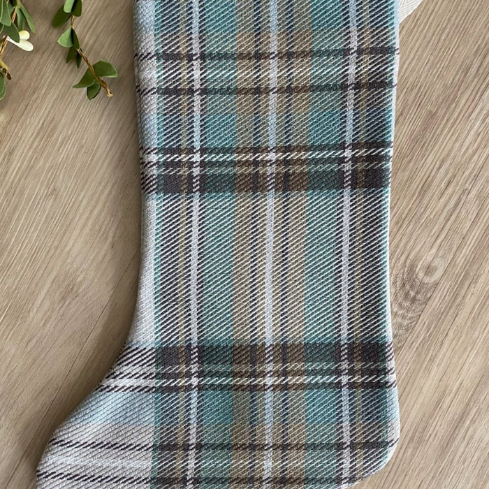 Green Plaid Boho Christmas Stocking