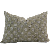 Subdued Green Floral Block Print Pillow Cover