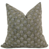 Subdued Green Floral Block Print Pillow Cover