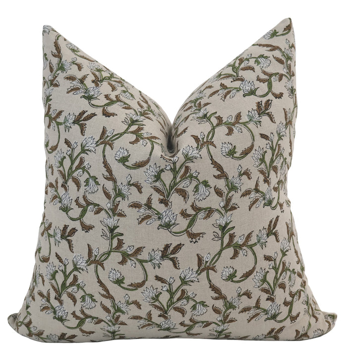 Sweet Autumn Clematis Block Print Pillow Cover