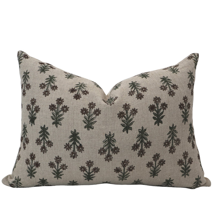 Wood Lily Block Print Pillow Cover
