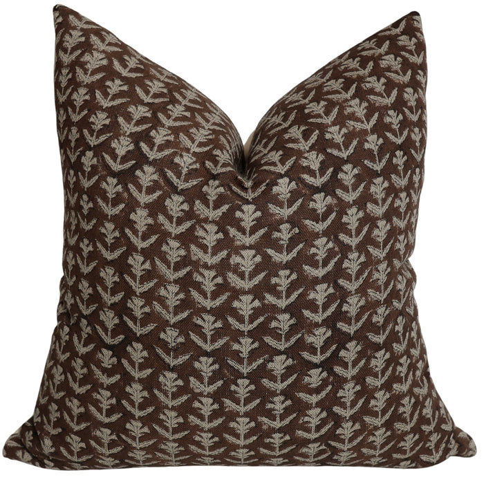 Coffee Bean Block Print Pillow Cover