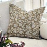 Fall Brown Block Print Pillow Cover 20"x20"