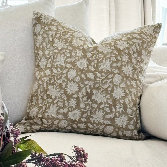 Fall Brown Block Print Pillow Cover 20"x20"